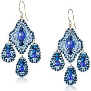 Miguel Ases 3 Drop blue crystal earrings
